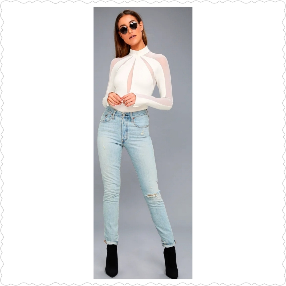 FREE PEOPLE Monarch Ivory Mesh Top, Small - Picture 4 of 7